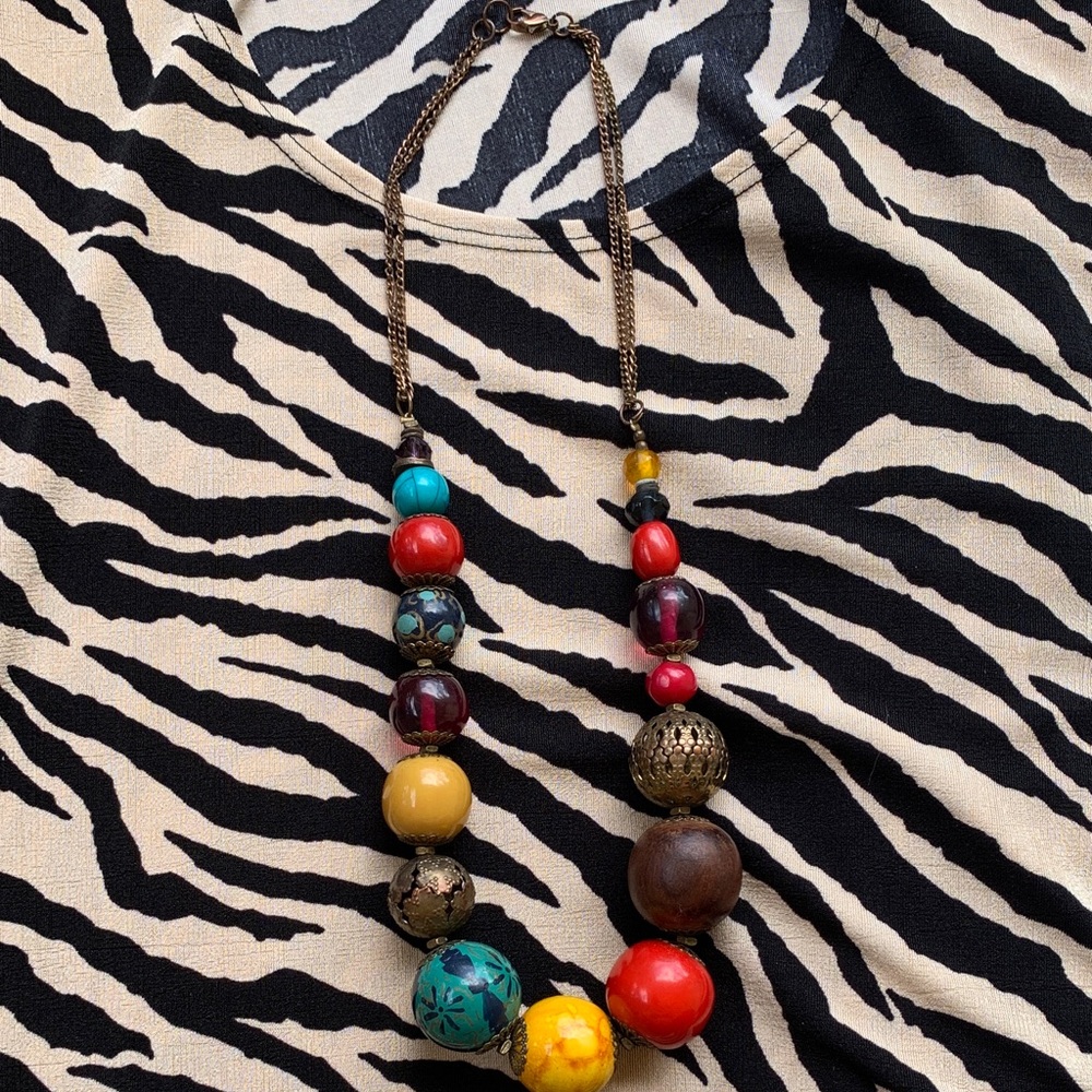 Colorful Multi-Beaded Statement Necklace - Women Jewelry